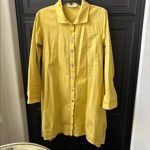 Yellow Button-Up Shirt Dress